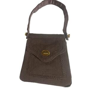Brown Vintage Genuine Corde Evening Bag Art Deco